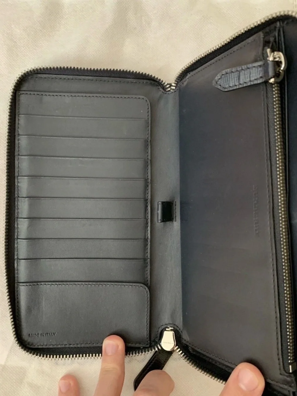 BURBERRY Blue LONG Travel Organizer WALLET in SAFFIANO LEATHER